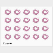 Mauve hartdraak op wit ronde sticker (Vel)