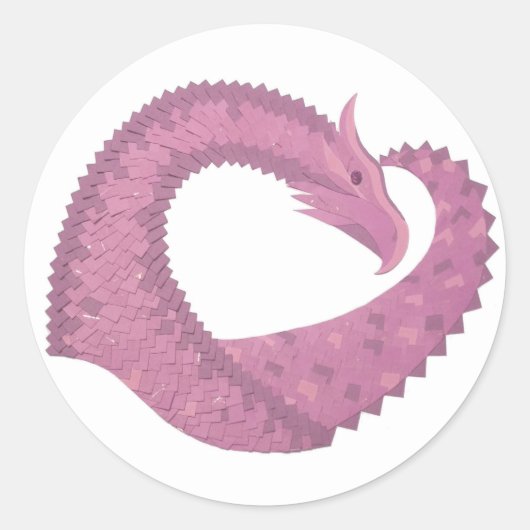 Mauve hartdraak op wit ronde sticker (Voorkant)