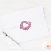 Mauve hartdraak op wit ronde sticker (Envelop)