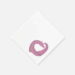 Mauve hartdraak op wit servet