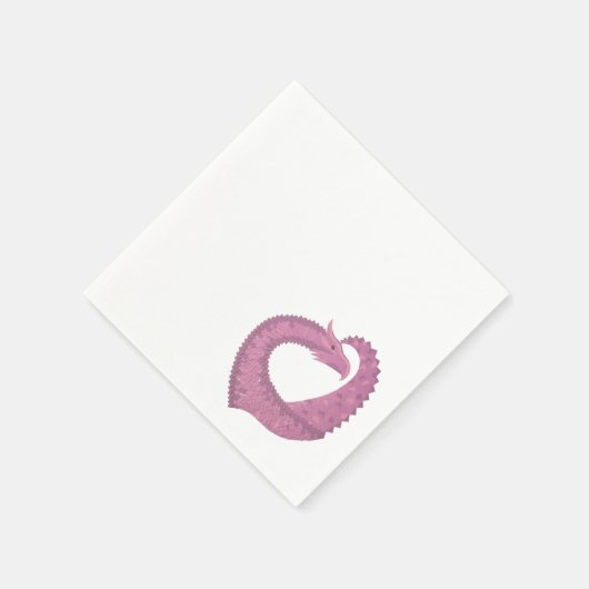 Mauve hartdraak op wit servet (Hoek)