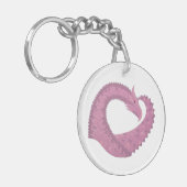Mauve hartdraak op wit sleutelhanger (Voorkant Links)