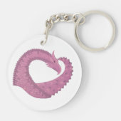 Mauve hartdraak op wit sleutelhanger (Achterkant)