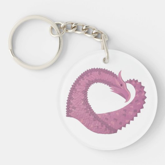 Mauve hartdraak op wit sleutelhanger (Voorkant)