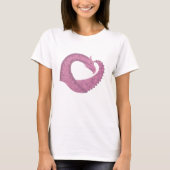 Mauve hartdraak op wit t-shirt (Voorkant)