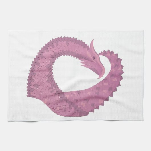 Mauve hartdraak op wit theedoek (Horizontaal)