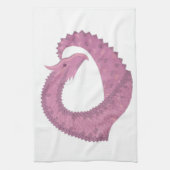 Mauve hartdraak op wit theedoek (Verticaal)
