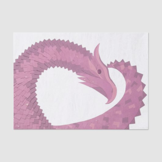 Mauve hartdraak op wit tissuepapier (Voorkant)