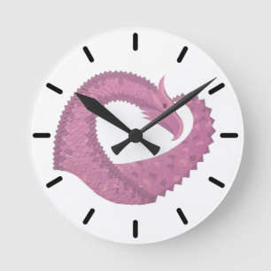 Mauve hartdraak wit ronde klok