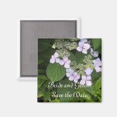 Mauve Hortensia Save the Date Magneet (Voorkant / Achterkant)
