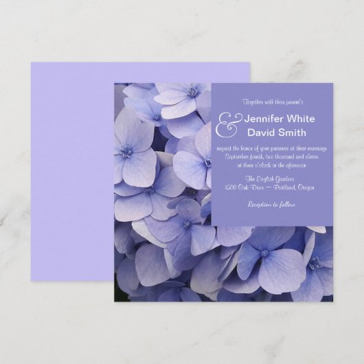 Mauve Hydrangea bruiloft uitnodiging (Voorkant / Achterkant)