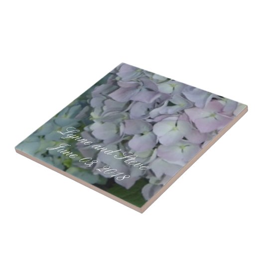 Mauve Hydrangea Wedding Date Tegeltje (Zijkant)