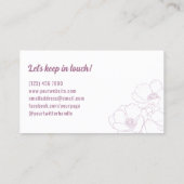 Mauve Ice Grey Witte Anemonen Line Art Visitekaartje (Achterkant)