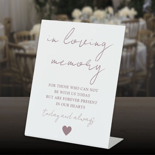 Mauve In Loving Memory Elegant Script Reclamebord Met Voetstuk