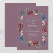 Mauve Indigo Krans Bruiloft Kaart (Voorkant / Achterkant)