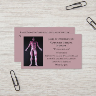 Mauve Internist DR Menselijk Lichaam Interne Genee Visitekaartje