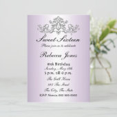 Mauve Invitation Sweet 16 Kaart (Staand voorkant)