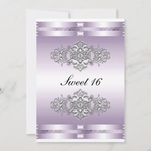 Mauve Invitation Sweet 16 Kaart (Achterkant)