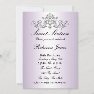 Mauve Invitation Sweet 16 Kaart