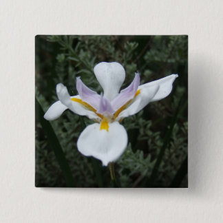 MAUVE IRIS FLOWER BADGE VIERKANTE BUTTON 5,1 CM