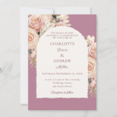 Mauve ivory dusty rose florals wedding arch kaart (Voorkant)