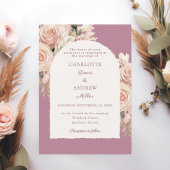 Mauve ivory dusty rose florals wedding arch kaart