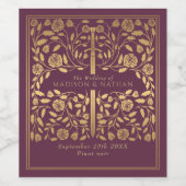 Mauve Koninklijk Middeleeuws Zwaard Huwelijk Wijn Etiket (Enkel label)