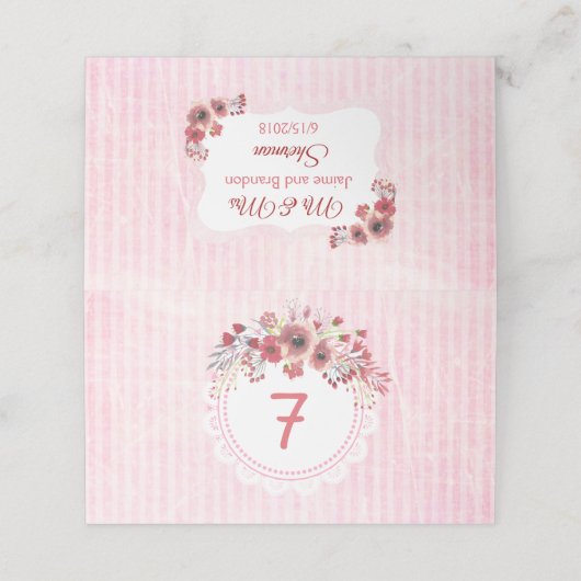 Mauve koraal bloemenbruiloft tafel nummer Kaarten Plaatskaartje (Buitenkant ongevouwen)