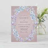 Mauve Korenbloem Krans Bruiloft Kaart (Staand voorkant)