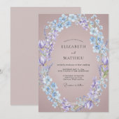 Mauve Korenbloem Krans Bruiloft Kaart (Voorkant / Achterkant)