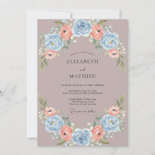 Mauve Korenbloem Ranunculus Eucalyptus Bruiloft Kaart