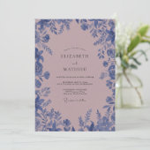 Mauve Korenbloem Wingebruid Kaart (Staand voorkant)