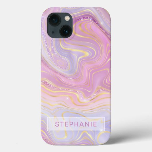 Mauve Lavender Gold Specialized Marble Strata Case-Mate iPhone Case (Achterkant)