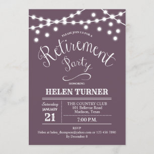Mauve Lavender Rustic Retirement Party Uitnodiging