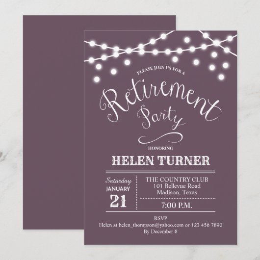 Mauve Lavender Rustieke Uitnodiging van het Pensio (Voorkant / Achterkant)