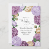 Mauve, Lavender Smoke & Champagne Floral Wedding Kaart (Voorkant)