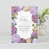 Mauve, Lavender Smoke & Champagne Floral Wedding Kaart (Staand voorkant)
