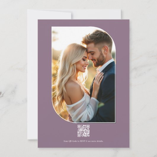 Mauve, Lavender Smoke & Champagne Floral Wedding Kaart (Achterkant)