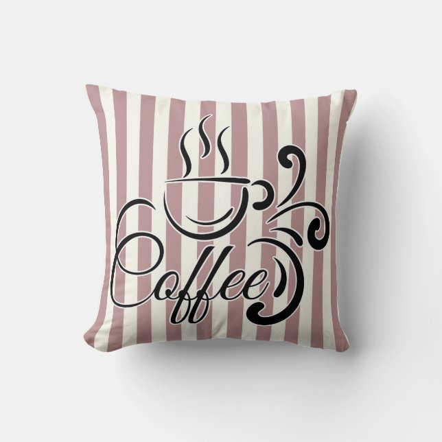 Mauve Lavender Striped (Koffie) Decoratieve Pillow Kussen (Voorkant)