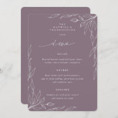 Mauve Leaf Thanksgiving Dinner Menu (Voorkant / Achterkant)