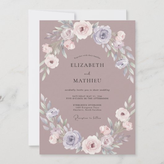 Mauve Licht Lentewedding Kaart (Voorkant)