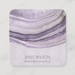 Mauve Lila Agate Earthy Ketting Display Vierkante Visitekaartje