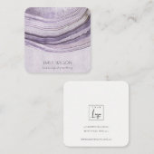 Mauve Lila Agate Earthy Ketting Display Vierkante Visitekaartje (Voorkant / Achterkant)