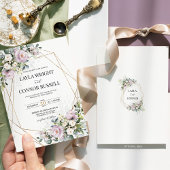 Mauve Lila Bloemen Geometrische Moderne Huwelijk Kaart