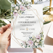 Mauve Lila Bloemen Geometrische Moderne Huwelijk Kaart