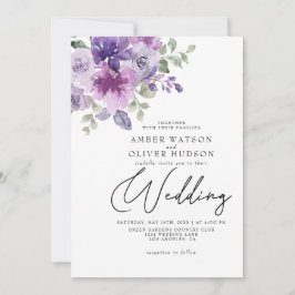 Mauve Lila Dusty Floral Paars Garden Wedding Kaart