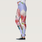 Mauve Lila Lily floral art waterverf Leggings (Links)