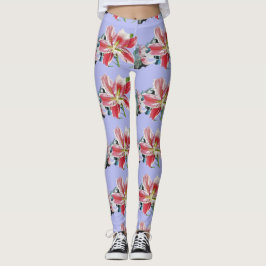 Mauve Lila Lily floral art waterverf Leggings