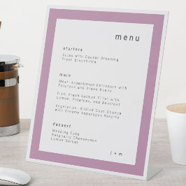 Mauve lilac wedding menu Pedestal Sign Reclamebord Met Voetstuk