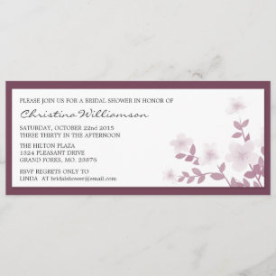 Mauve Long Floral Bridal Shower Invitations Kaart